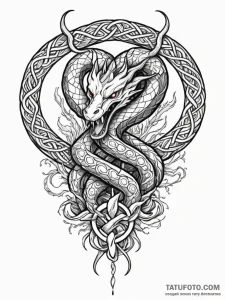 Knotwork serpent devouring runes, tattoo sket... - эскиз тату (№1752193572_0, 11.07.2025 00:26) — Tatufoto.com