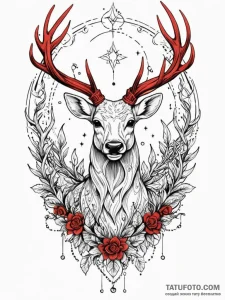 Angel deer with golden antlers, tattoo drawin... - эскиз тату (№1752193738_0, 11.07.2025 00:28) — Tatufoto.com