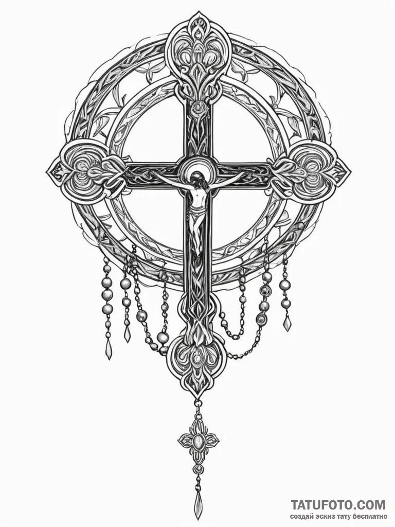 Rosary, tattoo sketch design, neo traditional… — эскиз тату (№1752193821_0, 11.07.2025 00:30) — Tatufoto.com