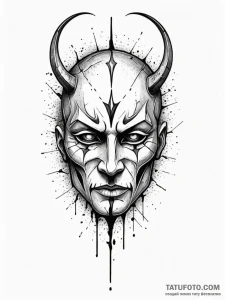 Ashen mask with cracked surface, tattoo line... - эскиз тату (№1752193988_0, 11.07.2025 00:33) — Tatufoto.com