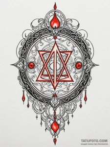 Candle wax forming chained sigil, tattoo line... - эскиз тату (№1752194238_0, 11.07.2025 00:37) — Tatufoto.com