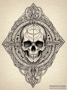 Art nouveau frame with skull inside, tattoo l... - эскиз тату (№1752194657_0, 11.07.2025 00:44) — Tatufoto.com