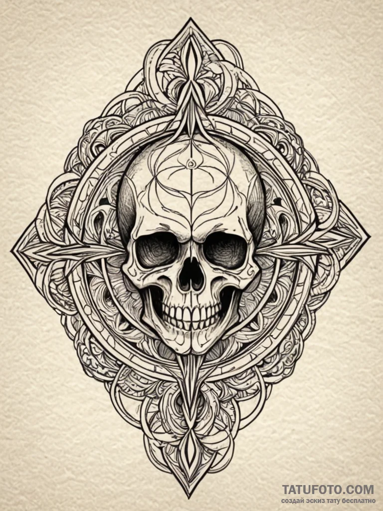 Art nouveau frame with skull inside, tattoo l… — эскиз тату (№1752194657_0, 11.07.2025 00:44) — Tatufoto.com