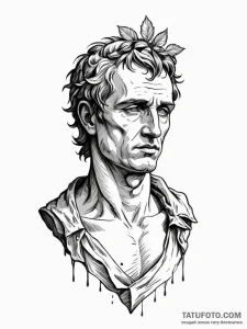 Caesar's bust with a dagger's shadow falling... - эскиз тату (№1752194907_0, 11.07.2025 00:48) — Tatufoto.com