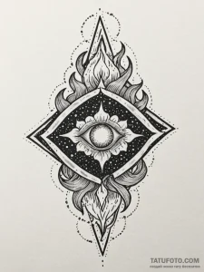 Jade relic devouring celestial flame, tattoo... - эскиз тату (№1752194990_0, 11.07.2025 00:49) — Tatufoto.com
