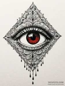 Security camera with a single, red, weeping e... - эскиз тату (№1752195492_0, 11.07.2025 00:58) — Tatufoto.com
