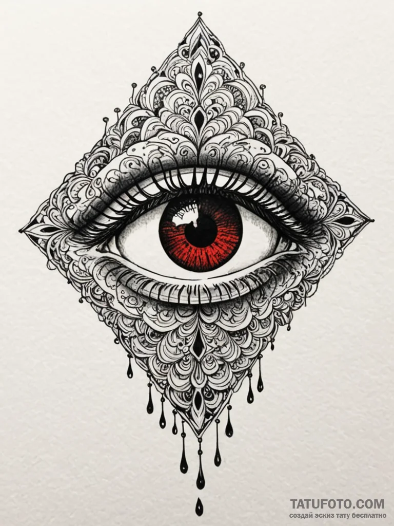 Security camera with a single, red, weeping e… — эскиз тату (№1752195492_0, 11.07.2025 00:58) — Tatufoto.com