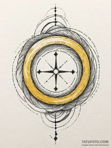 Yellow glyph spiraling through void, concept... - эскиз тату (№1752195744_0, 11.07.2025 01:02) — Tatufoto.com