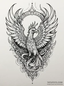 Phoenix relic devouring light, tattoo flash s... - эскиз тату (№1752195827_0, 11.07.2025 01:03) — Tatufoto.com