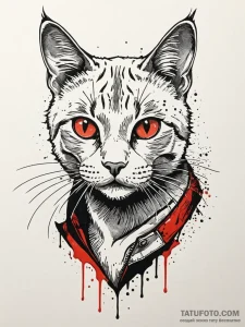 Cat, tattoo drawing outline, clean lines, cri... - эскиз тату (№1752196746_0, 11.07.2025 01:19) — Tatufoto.com