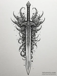Ashen sword with runes, artistic tattoo sketc... - эскиз тату (№1752196912_0, 11.07.2025 01:21) — Tatufoto.com