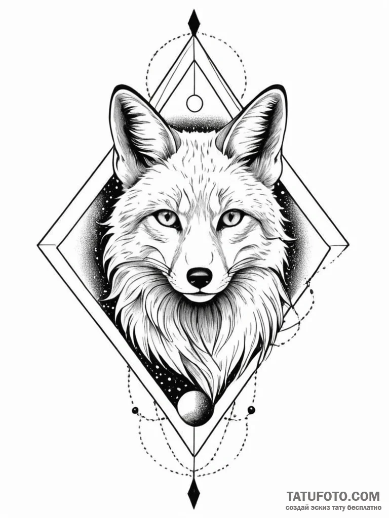 Astral fox with cosmic tail, ink illustration… — эскиз тату (№1752197248_0, 11.07.2025 01:27) — Tatufoto.com