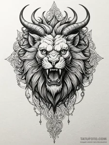 Manticore, artistic tattoo sketch, detailed c... - эскиз тату (№1752197584_0, 11.07.2025 01:33) — Tatufoto.com