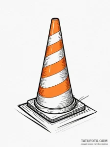 Traffic cone, orange and white, concept art f... - эскиз тату (№1752197752_0, 11.07.2025 01:35) — Tatufoto.com