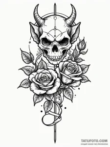Kobold holding gemstone staff, tattoo line ar... - эскиз тату (№1752197835_0, 11.07.2025 01:37) — Tatufoto.com