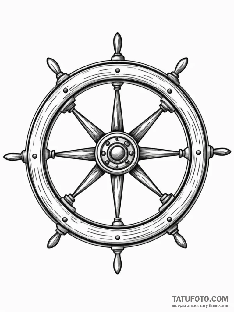 Steering wheel, artistic tattoo sketch, on a… — эскиз тату (№1752198339_0, 11.07.2025 01:45) — Tatufoto.com