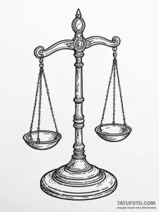 A detailed balance scale, justice,, tattoo sk... - эскиз тату (№1752198506_0, 11.07.2025 01:48) — Tatufoto.com