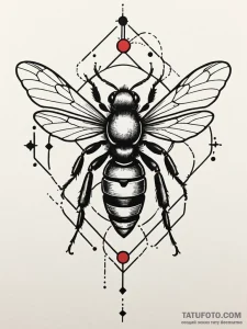 Queen bee replaced by a robotic, queen-drone,... - эскиз тату (№1752199097_0, 11.07.2025 01:58) — Tatufoto.com