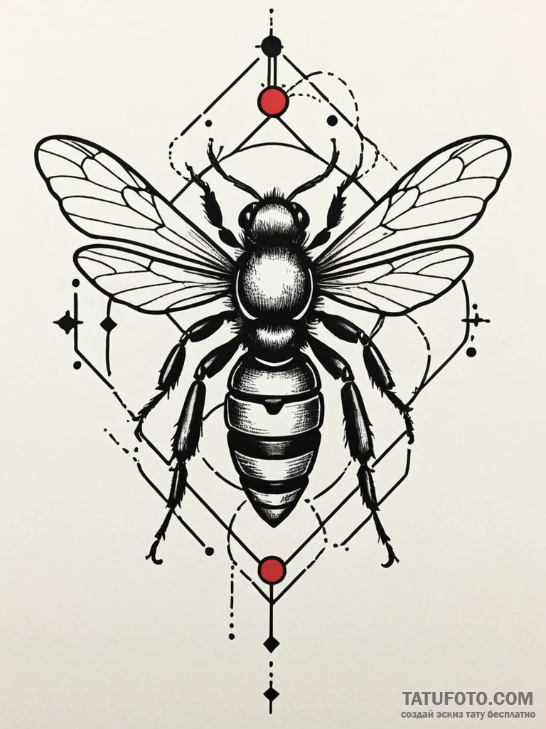 Queen bee replaced by a robotic, queen-drone,… — эскиз тату (№1752199097_0, 11.07.2025 01:58) — Tatufoto.com