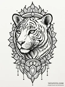 Atomic panther with neon stripes, tattoo flas... - эскиз тату (№1752199853_0, 11.07.2025 02:10) — Tatufoto.com