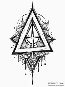 Triad (symbol), artistic tattoo sketch, trash... - эскиз тату (№1752200278_0, 11.07.2025 02:17) — Tatufoto.com