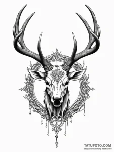 Iron antlers crowned with runes, concept art... - эскиз тату (№1752200363_0, 11.07.2025 02:19) — Tatufoto.com