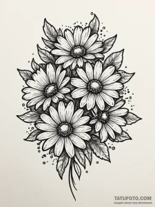 A vibrant bouquet of daisies, simple and chee... - эскиз тату (№1752200704_0, 11.07.2025 02:25) — Tatufoto.com