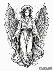 Angel of despair with torn robes, ink illustr... - эскиз тату (№1752202136_0, 11.07.2025 02:48) — Tatufoto.com