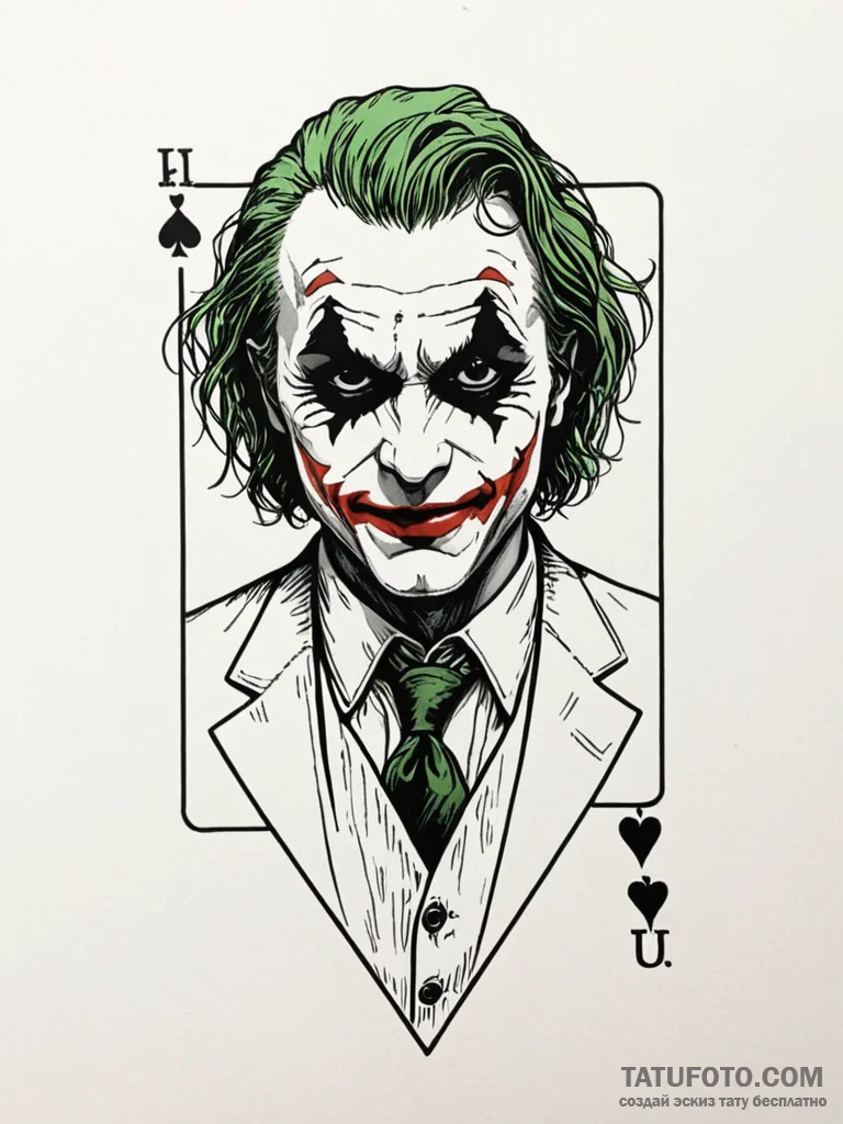 The joker’s playing card — эскиз тату (№1752202733_0, 11.07.2025 02:58) — Tatufoto.com