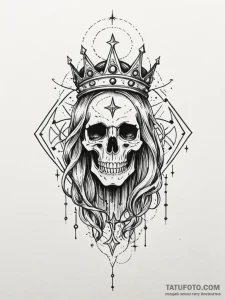 Ghost relic crowned in stars, tattoo drawing... - эскиз тату (№1752202816_0, 11.07.2025 03:00) — Tatufoto.com