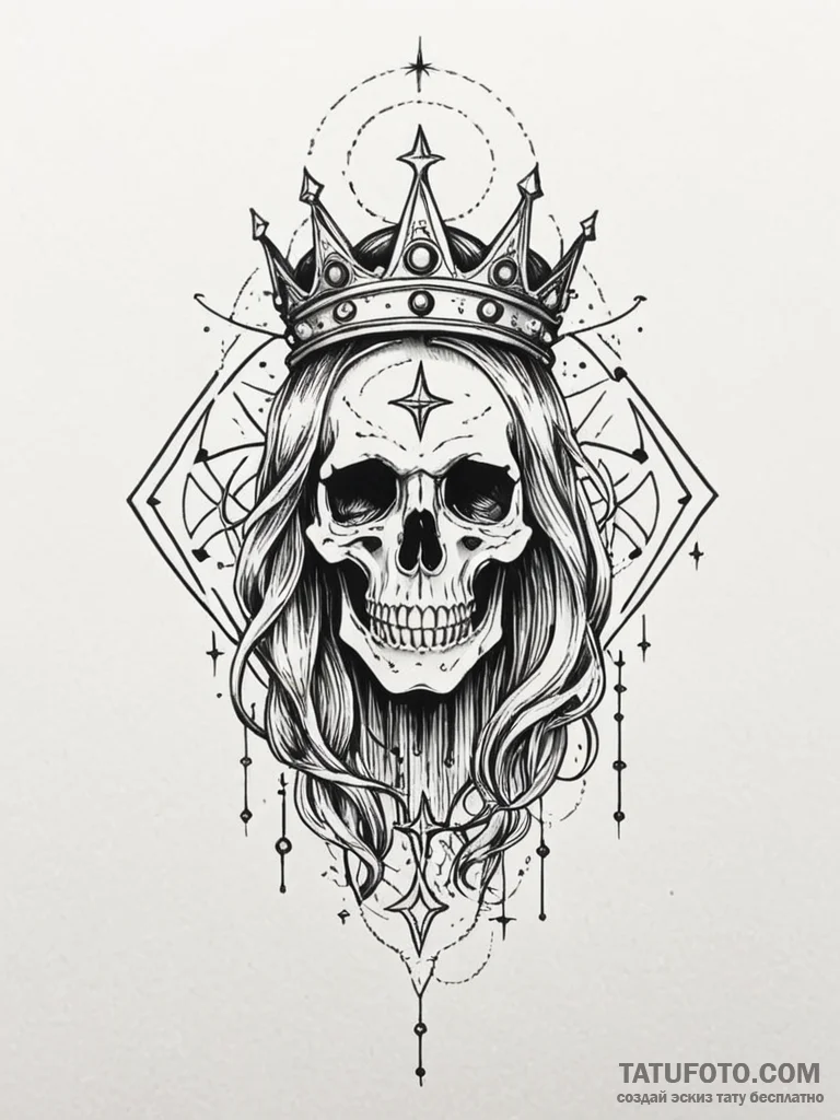 Ghost relic crowned in stars, tattoo drawing… — эскиз тату (№1752202816_0, 11.07.2025 03:00) — Tatufoto.com