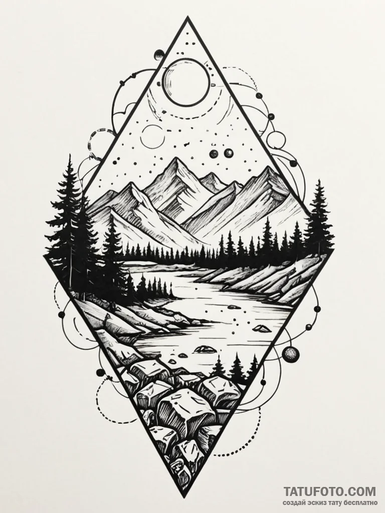 Mountains, tattoo flash sheet design, moderat... - эскиз тату (№1752202900_0, 11.07.2025 03:01) — Tatufoto.com