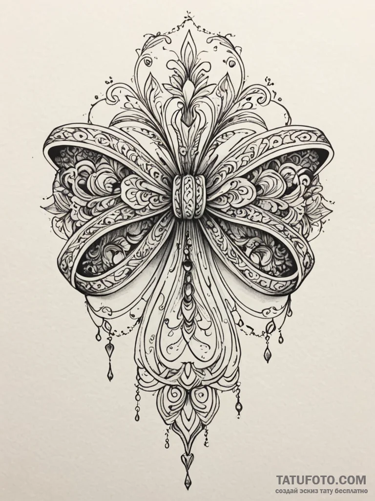 Ivory bow with thorned string, tattoo drawing... - эскиз тату (№1752202983_0, 11.07.2025 03:03) — Tatufoto.com