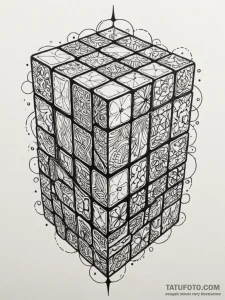 Rubik's cube, tattoo drawing outline, highly... - эскиз тату (№1752203151_0, 11.07.2025 03:05) — Tatufoto.com