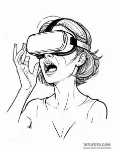 Virtual reality headset showing a user's scre... - эскиз тату (№1752203404_0, 11.07.2025 03:10) — Tatufoto.com