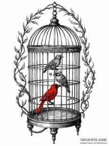 Birdcage made of twisted server racks, holdin... - эскиз тату (№1752204409_0, 11.07.2025 03:26) — Tatufoto.com