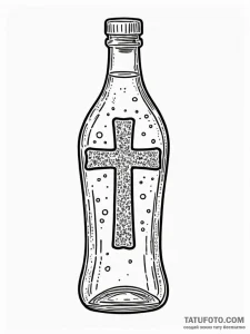 Bottle with a label 'tears', filled with spar... - эскиз тату (№1752204661_0, 11.07.2025 03:31) — Tatufoto.com