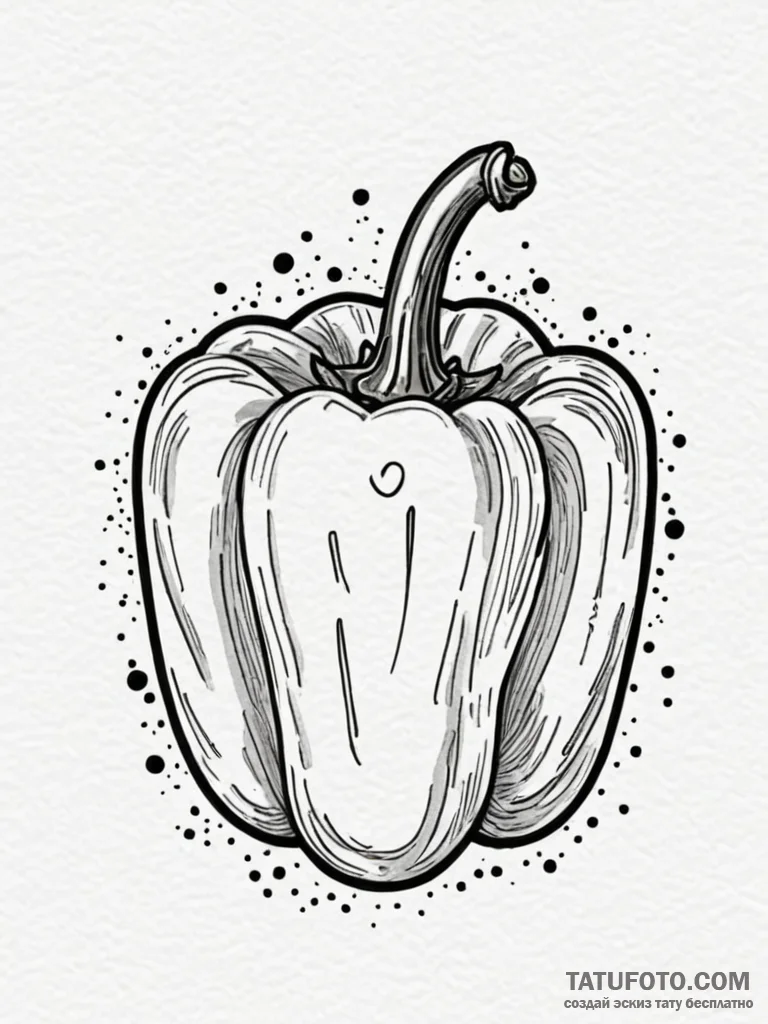 A classic bell pepper, vibrant,, tattoo drawi... - эскиз тату (№1752204828_0, 11.07.2025 03:33) — Tatufoto.com