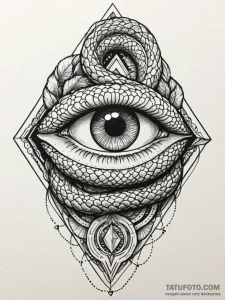 Art deco serpent with jewel eyes, concept art... - эскиз тату (№1752204995_0, 11.07.2025 03:36) — Tatufoto.com