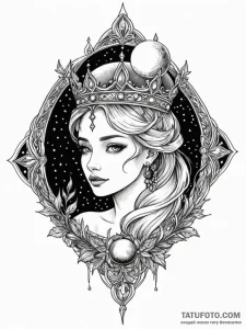 Frozen crown beneath spectral moon, artistic... - эскиз тату (№1752205078_0, 11.07.2025 03:37) — Tatufoto.com