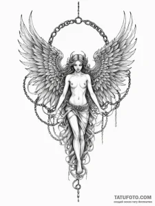 Chain-wrapped wings of fallen angel, artistic... - эскиз тату (№1752205162_0, 11.07.2025 03:39) — Tatufoto.com