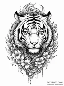 Tiger eye beneath shattered helm, tattoo line... - эскиз тату (№1752205665_0, 11.07.2025 03:47) — Tatufoto.com