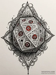 A d20 die from dungeons & dragons, tattoo lin... - эскиз тату (№1752205748_0, 11.07.2025 03:49) — Tatufoto.com