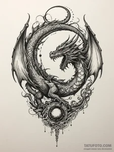 Dragon wings folding in eclipse, tattoo sketc... - эскиз тату (№1752206000_0, 11.07.2025 03:53) — Tatufoto.com