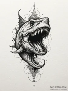 Abyssal leviathan with glowing mouth, ink ill... - эскиз тату (№1752206167_0, 11.07.2025 03:56) — Tatufoto.com