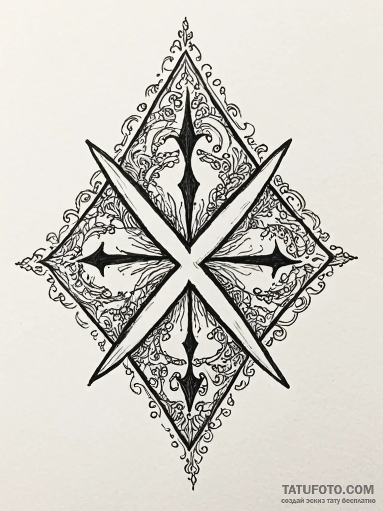 'x marks the spot' from a treasure map, tatto... - эскиз тату (№1752206671_0, 11.07.2025 04:04) — Tatufoto.com