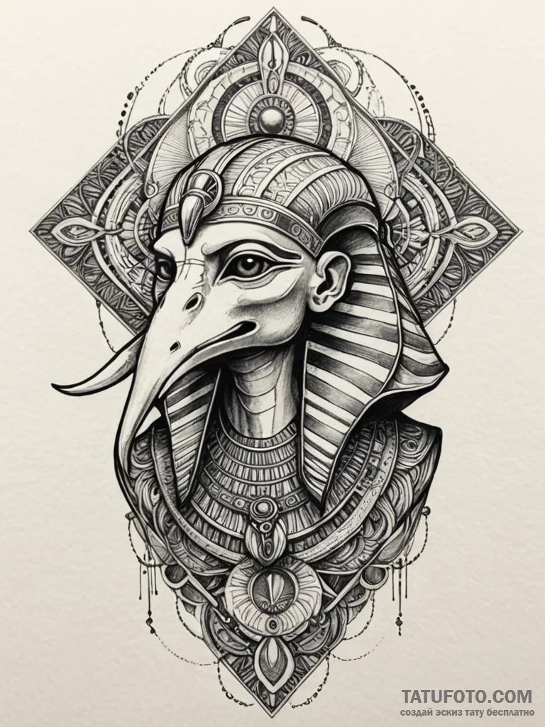 Thoth, egyptian god of wisdom and knowledge,... - эскиз тату (№1752207007_0, 11.07.2025 04:10) — Tatufoto.com