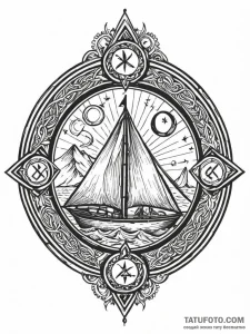 Orcish tent encircled by runes, artistic tatt... - эскиз тату (№1752207594_0, 11.07.2025 04:19) — Tatufoto.com