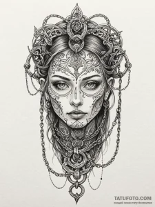 Graven relic bound in chains, tattoo sketch d... - эскиз тату (№1752207761_0, 11.07.2025 04:22) — Tatufoto.com