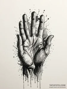 Grasping hands rising from mist, artistic tat... - эскиз тату (№1752207928_0, 11.07.2025 04:25) — Tatufoto.com